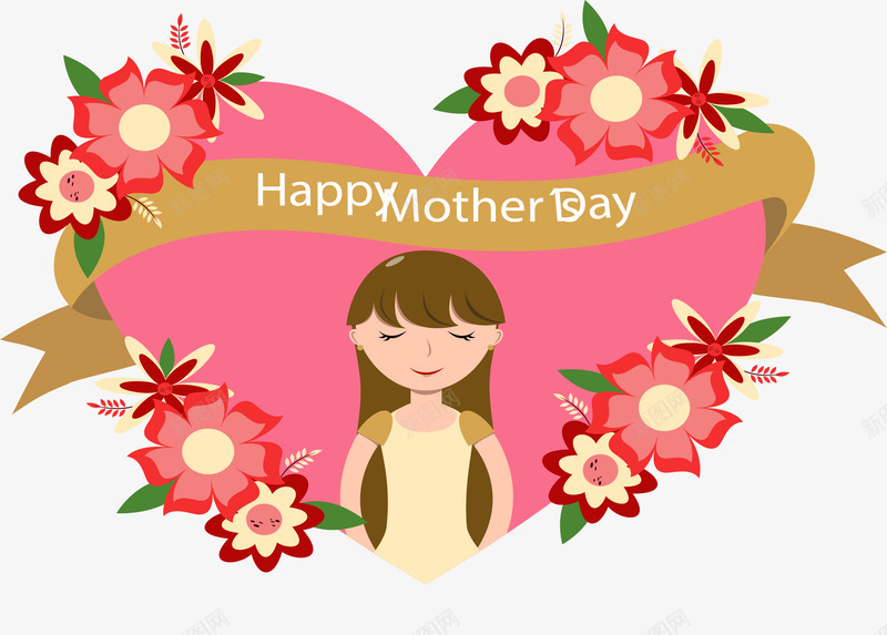 慈祥的妈妈png免抠素材_新图网 https://ixintu.com 妈妈我爱你 母亲节快乐 矢量素材 花朵装饰卡片