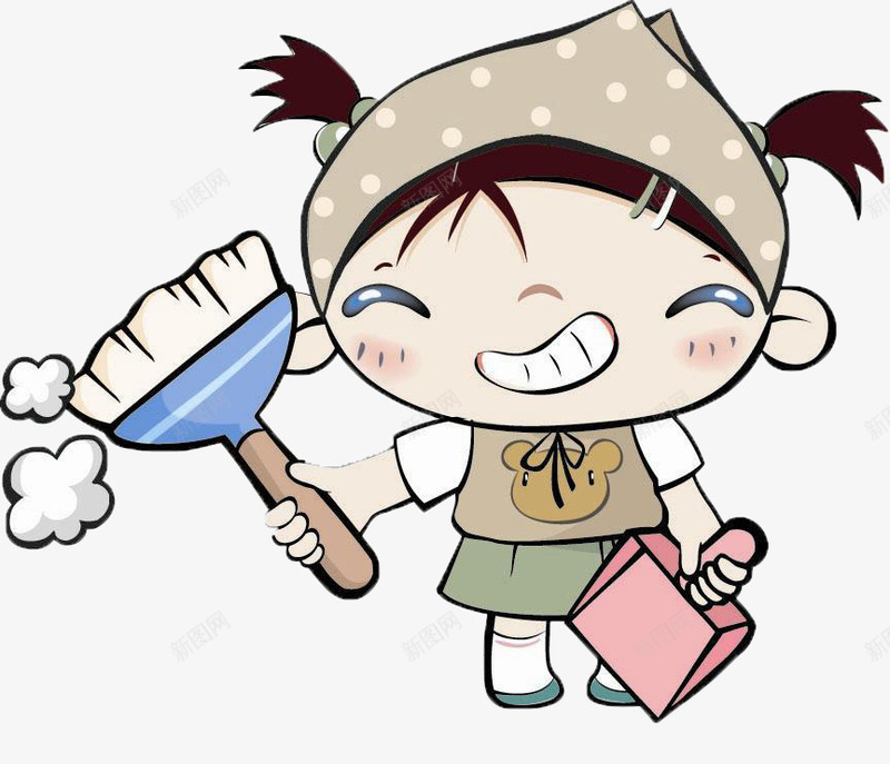 戴帽子拿扫把的小女孩png免抠素材_新图网 https://ixintu.com 小女孩 打扫卫生 扫地 扫把 搞卫生