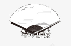 折扇花纹中国风空白扇装饰高清图片