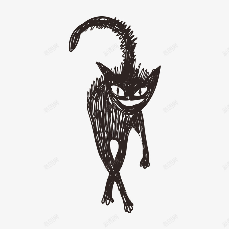 卡通小黑猫png免抠素材_新图网 https://ixintu.com 儿童画画 儿童绘本 动物插画 卡通动物漫画 卡通小黑猫 可爱 插画 贺卡
