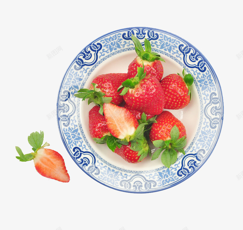 新鲜盘装草莓png免抠素材_新图网 https://ixintu.com 新鲜 水果 红色 青花瓷