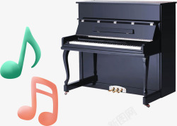 钢琴实物和音符素材