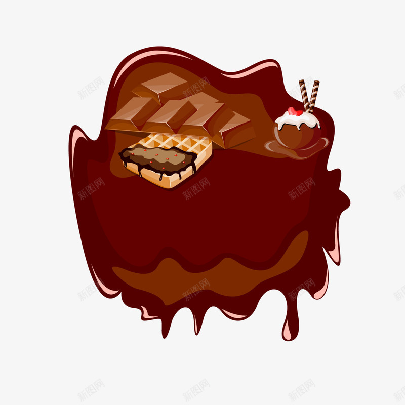 卡通融化的巧克力png免抠素材_新图网 https://ixintu.com 巧克力 甜食 背景装饰 融化的巧克力 零食 食物