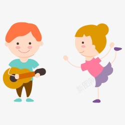 吉他弹奏孩子上音乐课矢量图高清图片