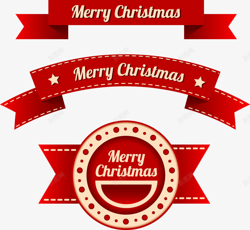 节日牌牌png免抠素材_新图网 https://ixintu.com 元旦 圆形 圣诞节 标题框 红色