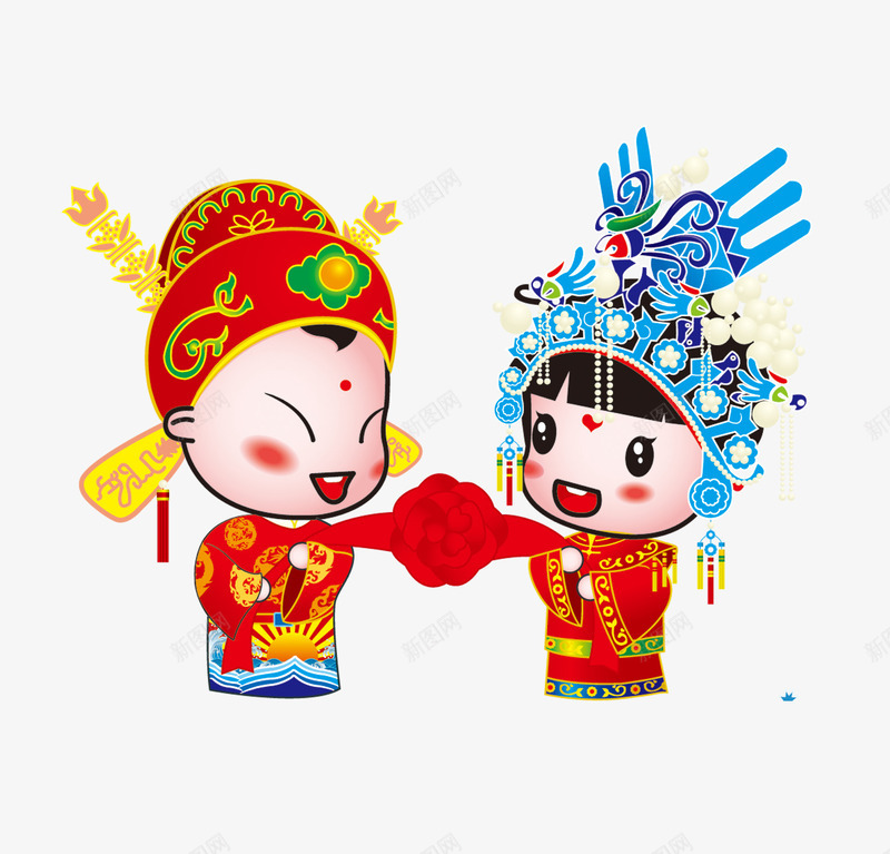 结婚新人png免抠素材_新图网 https://ixintu.com 中国风 卡通 结婚 龙凤衣