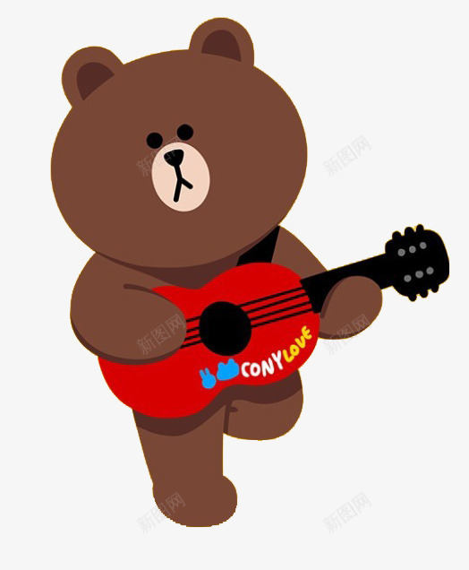 弹吉他的小熊图标png_新图网 https://ixintu.com 吉他 图标 小熊 红色