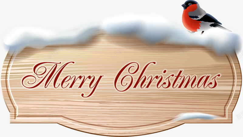手绘站在木牌上的小鸟png免抠素材_新图网 https://ixintu.com 卡通 圣诞节 小鸟 手绘 木板 木牌 落雪的木牌