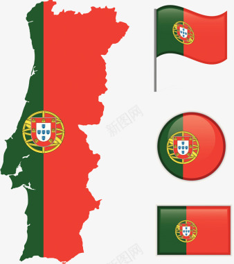 葡萄牙国旗地图图标图标