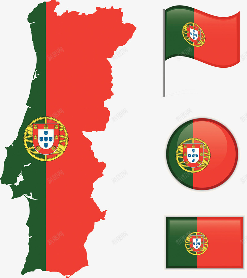 葡萄牙国旗地图图标png_新图网 https://ixintu.com 图标 欧洲 葡萄牙国旗