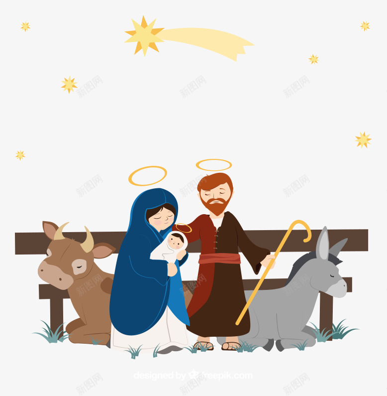 卡通耶稣诞生插画png免抠素材_新图网 https://ixintu.com 卡通 启明星矢量 婴儿 插画 耶稣 耶稣诞生