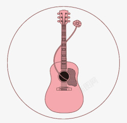 粉色吉他唱歌素材