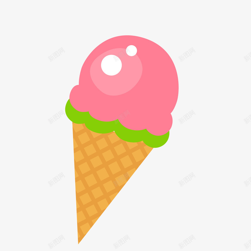 卡通粉色冰淇淋png免抠素材_新图网 https://ixintu.com 冰淇淋 卡通甜食 卡通食物 背景装饰 草莓冰淇淋