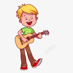 校园文化人物弹吉他的男孩矢量图高清图片