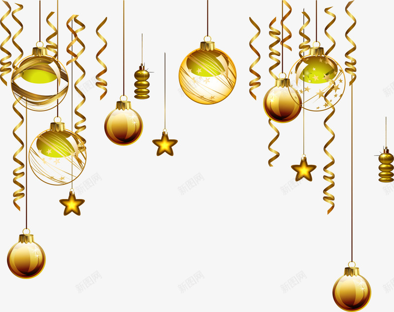 金色大气彩球png免抠素材_新图网 https://ixintu.com 圣诞节 大气挂饰 星星挂件 节日挂件 装饰图案 金色彩球