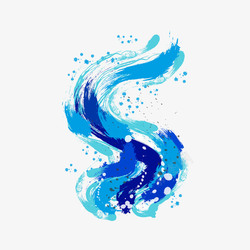 蓝色笔刷海洋装饰图案矢量图素材