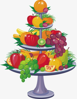 矢量美食标示底纹背景水果盘各种水果高清图片