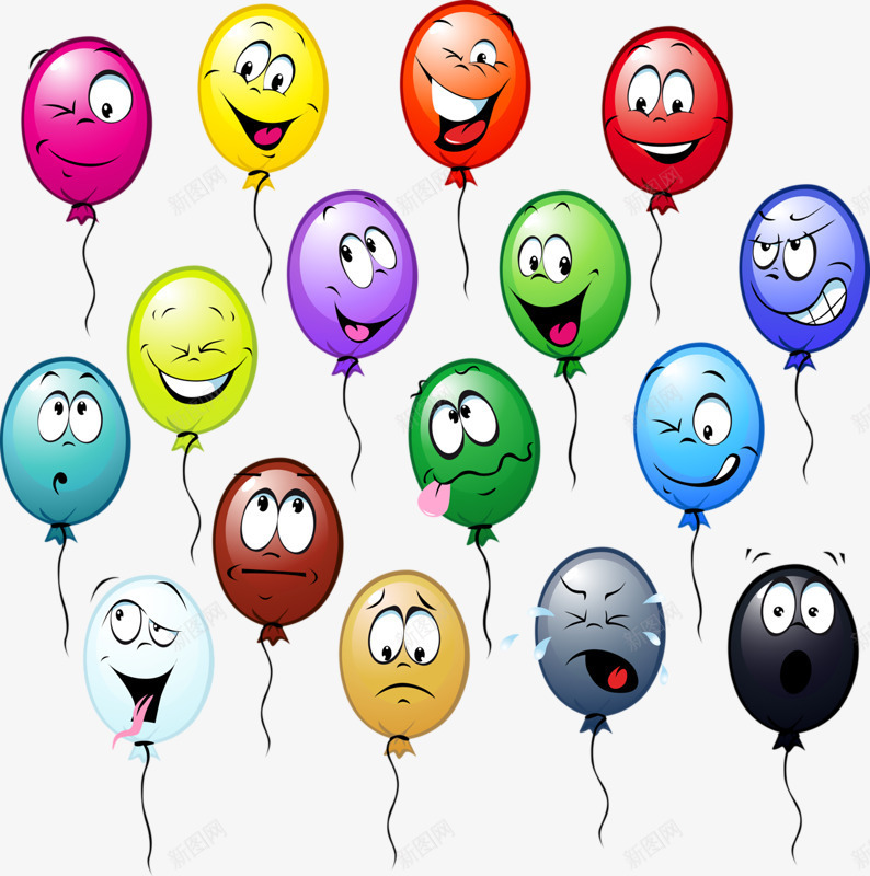 气球表情png免抠素材_新图网 https://ixintu.com 卡通 手绘 气球 表情