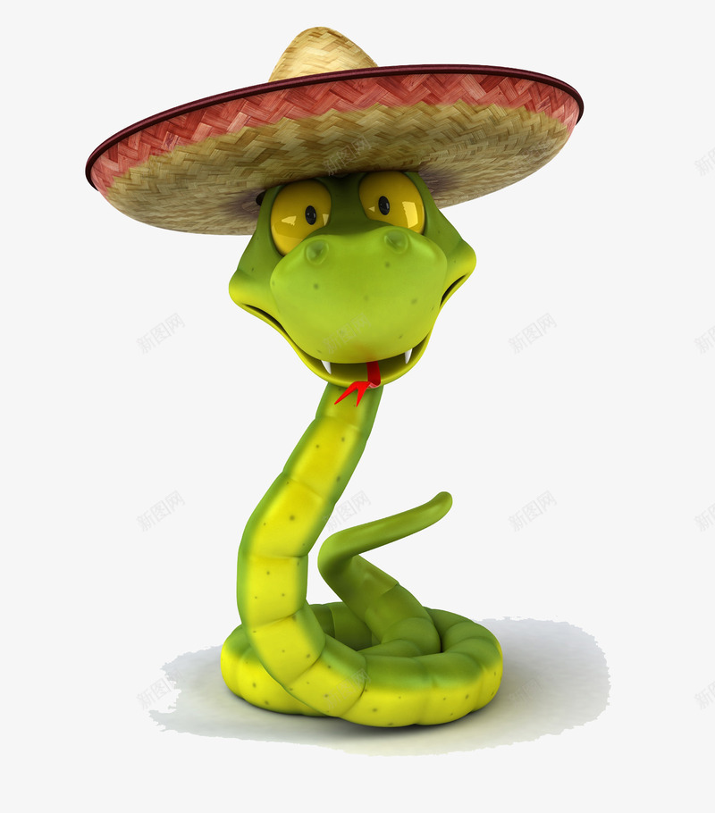 一条绿色小蛇png免抠素材_新图网 https://ixintu.com 卡通蛇 戴帽子的蛇 草帽