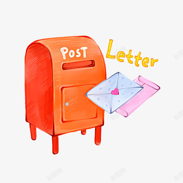 红色的邮箱png免抠素材_新图网 https://ixintu.com 信件 卡通 手绘 简笔 红色的 英文 邮箱