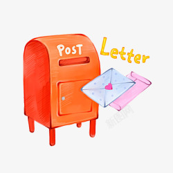 英文信件电脑桌面红色的邮箱高清图片