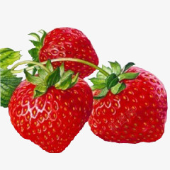 三个红色草莓素材