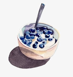 手绘蓝莓冰淇淋素材