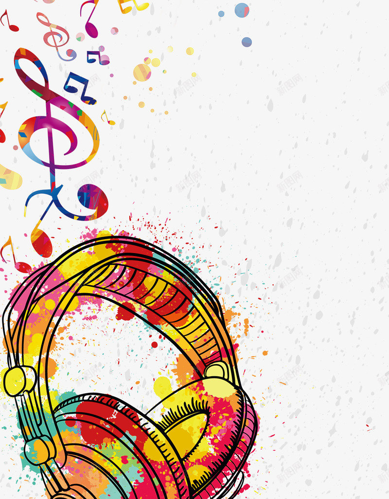 彩色音符png免抠素材_新图网 https://ixintu.com 彩绘音符 彩色 新年歌曲 歌曲 耳机 运动耳机跑步挂耳式 音乐 音符
