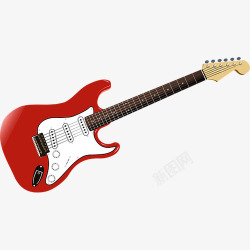 吉他红白木制吉他高清图片