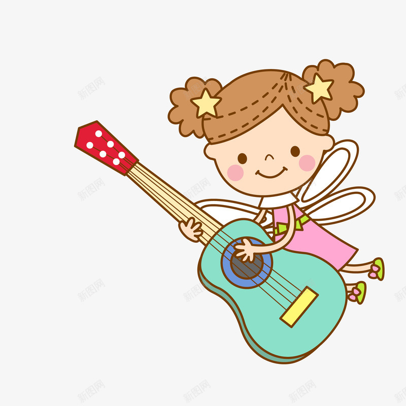 演奏吉他的儿童人物矢量图ai免抠素材_新图网 https://ixintu.com 乐器 儿童生活节 手绘 校园文化艺术节 表演 矢量图