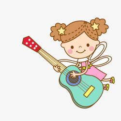 演奏吉他的儿童人物矢量图素材