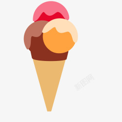 三色冰淇淋卡通彩色的雪糕食物矢量图高清图片