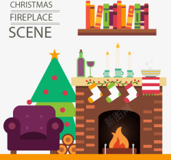 壁炉火炉圣诞节家居装饰矢量图高清图片