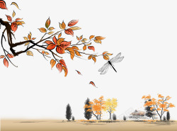秋日手绘手绘秋日风景背景图高清图片