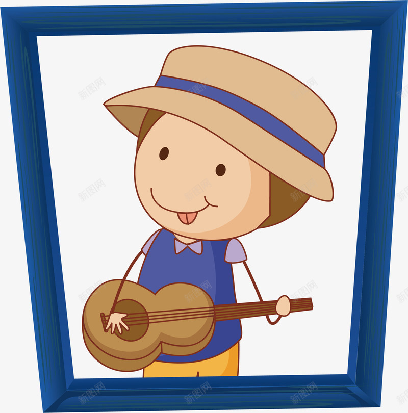 弹吉他的小男孩png免抠素材_新图网 https://ixintu.com 弹吉他 暑假招生 矢量素材 艺术 音乐