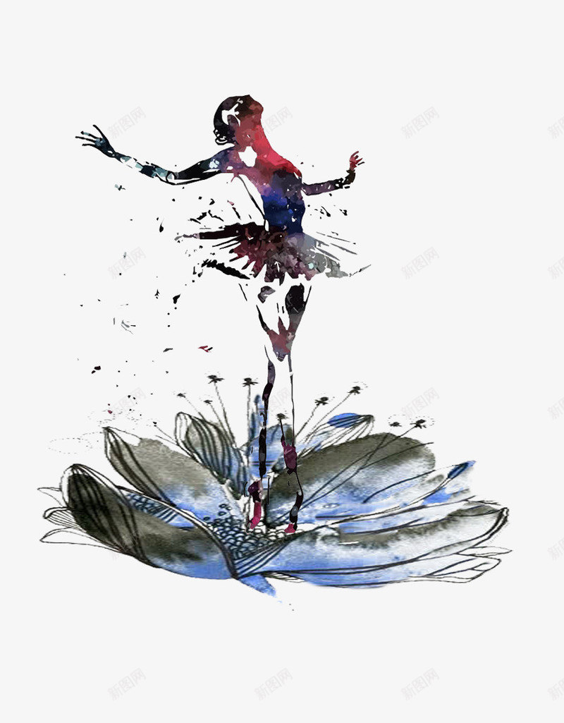 创意舞蹈女孩墙绘png免抠素材_新图网 https://ixintu.com 创意 唯美墙绘 墙绘图案 彩绘 手绘 舞蹈女孩 花朵