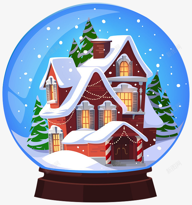 水晶球里看圣诞节png免抠素材_新图网 https://ixintu.com 圣诞节 水晶球 节日 雪
