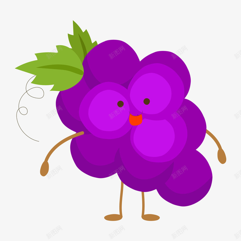 紫色的葡萄png免抠素材_新图网 https://ixintu.com 卡通 果汁标签 水果 紫色 葡萄 表情