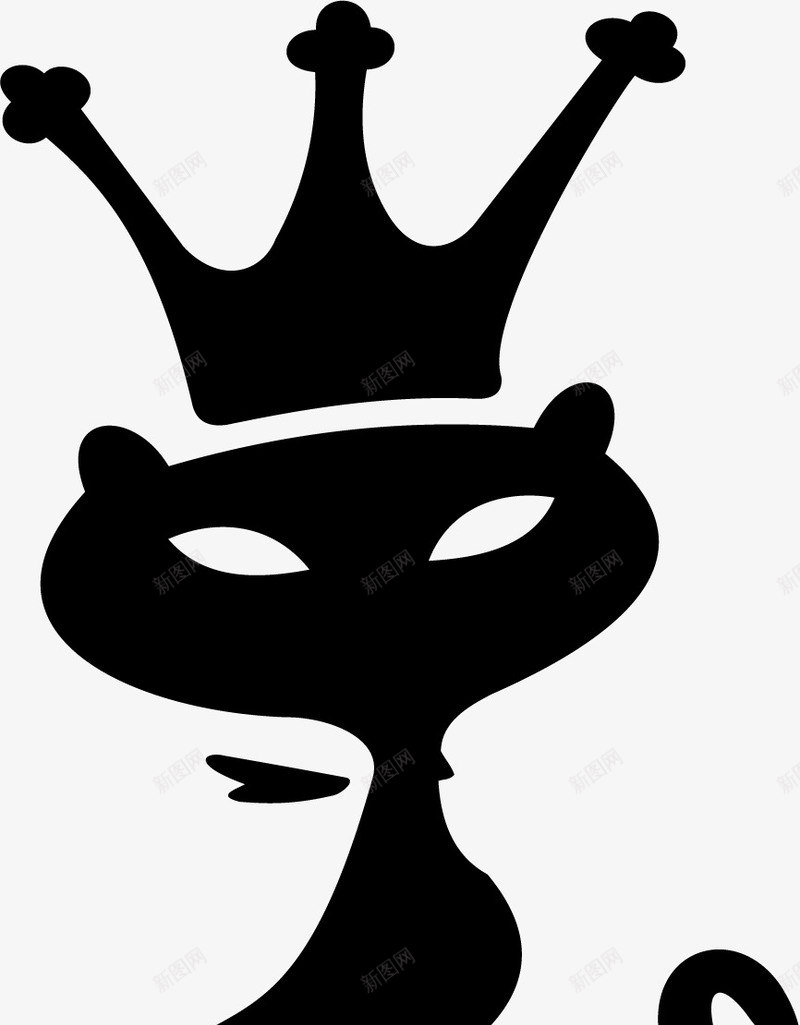 创意黑猫图标png_新图网 https://ixintu.com logo设计 创意 动物logo 猫 皇冠 黑猫