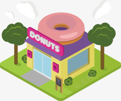 粉色甜甜圈店铺矢量图素材