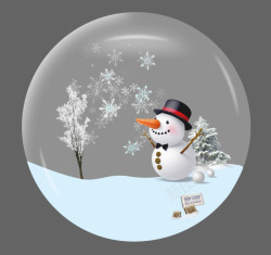 雪地场景水晶球手绘立体漂亮水晶球高清图片