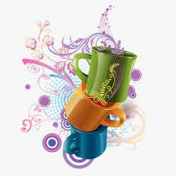 时尚大方简约手绘奶茶杯素材