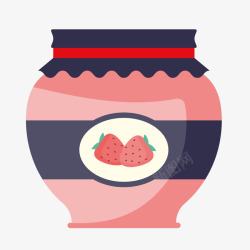 草莓酱罐子矢量图素材