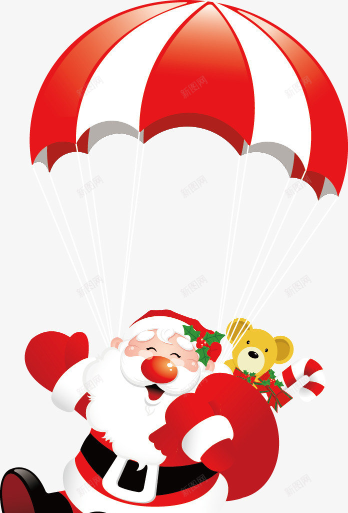 卡通圣诞老人png免抠素材_新图网 https://ixintu.com 卡通形象圣诞老人小人降落伞