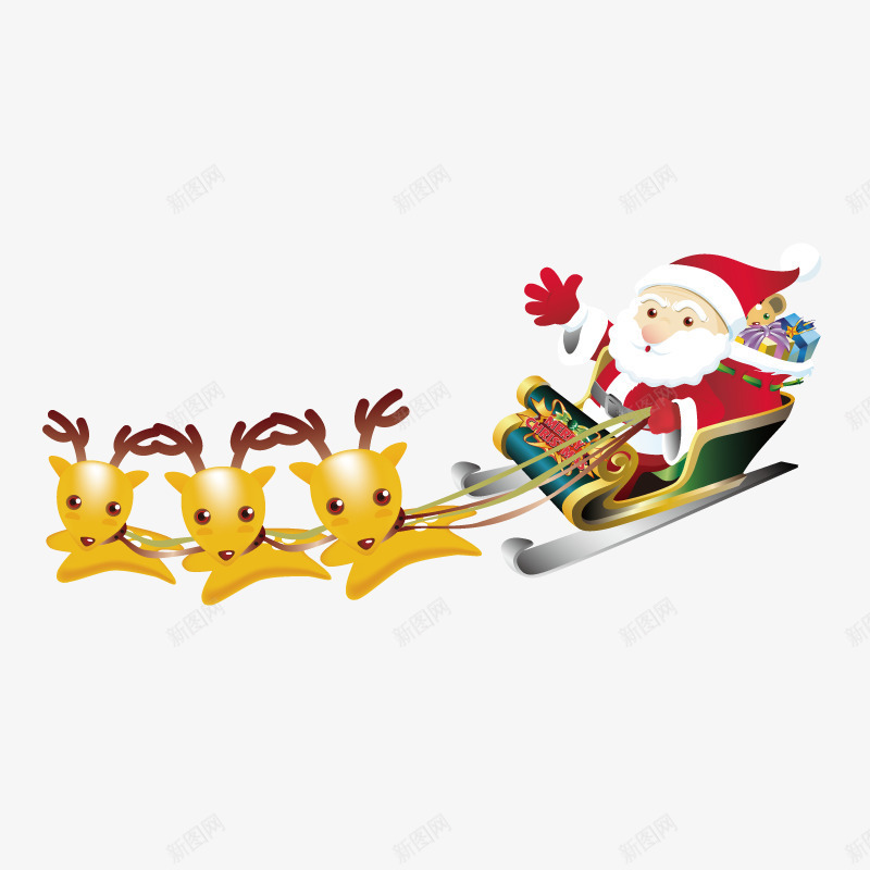 圣诞驯鹿拉雪橇png免抠素材_新图网 https://ixintu.com 圣诞 圣诞老人 雪橇 驯鹿