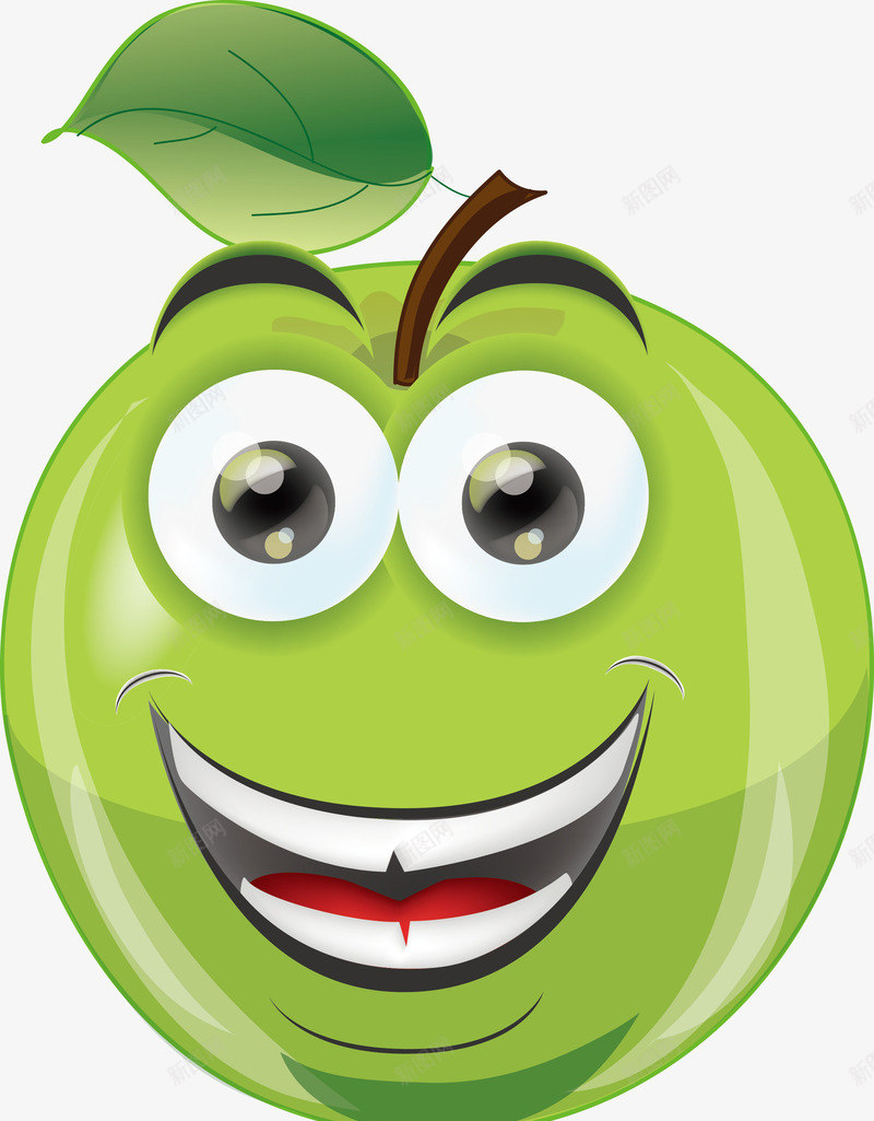 绿色苹果png免抠素材_新图网 https://ixintu.com 卡通水果 新鲜水果 果实 水果 水果食物 矢量水果图 蔬菜水果 表情 食物