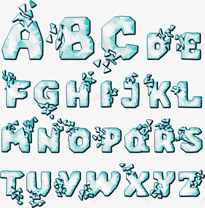 抽象雪花字母数字png免抠素材_新图网 https://ixintu.com 冰雪 创意数字 抽象雪花字母数字