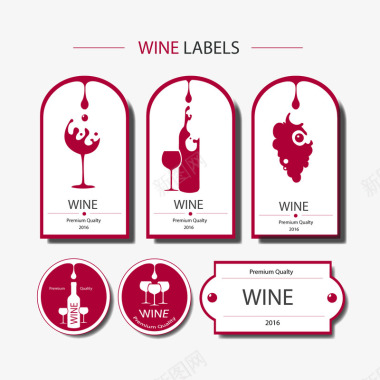 创意葡萄酒标签矢量图图标图标