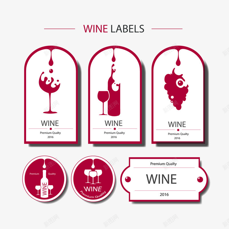 创意葡萄酒标签矢量图图标ai_新图网 https://ixintu.com 创意 标签设计 标识 海报设计 红色 葡萄酒 矢量图