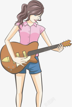 弹吉他的少女素材
